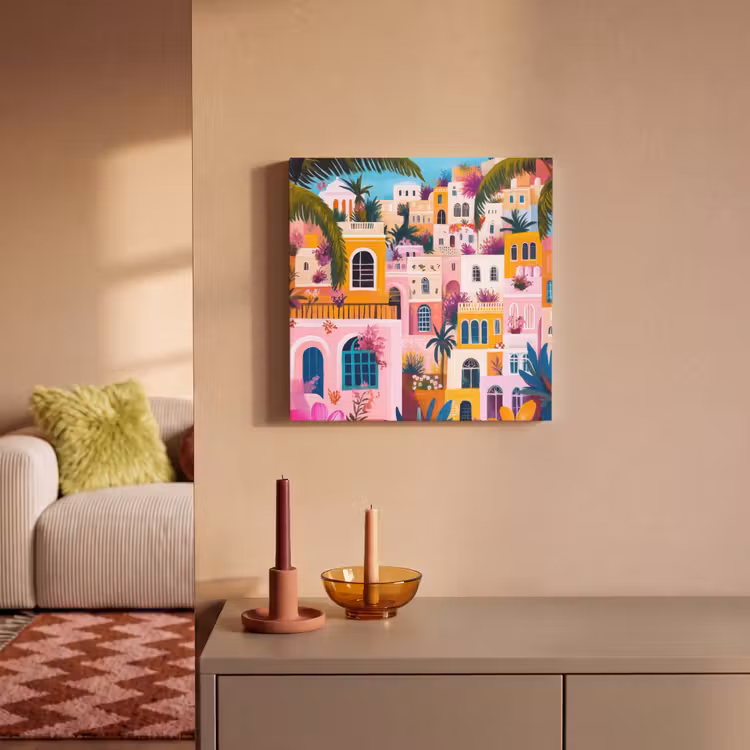 Canvas Print - Colorful - Pink - Orange - Yellow - Flowers — 1