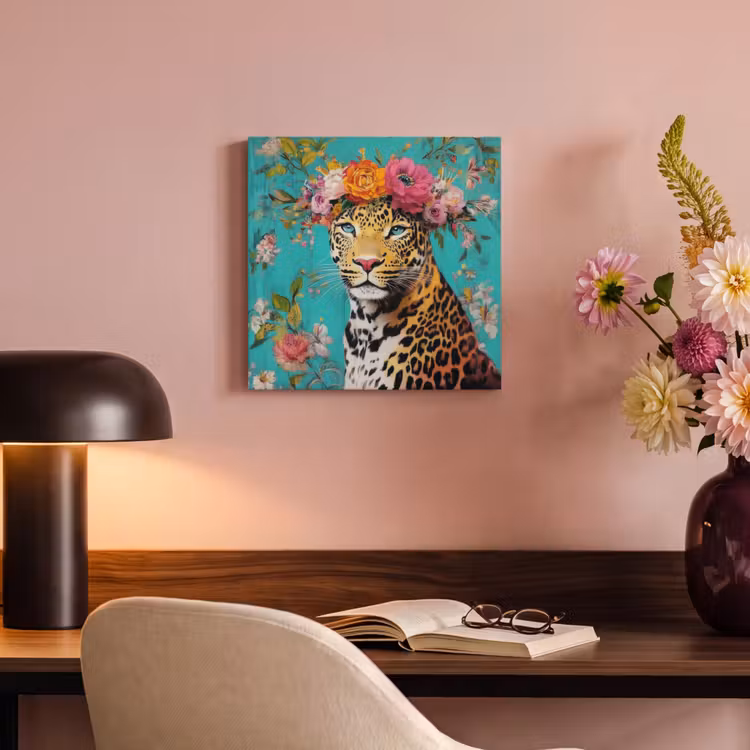 Canvas Print - Leopard - Flowers - Crown — 3