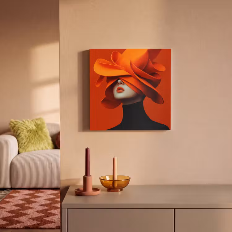 Canvas Print - Orange - Hat - Woman — 1