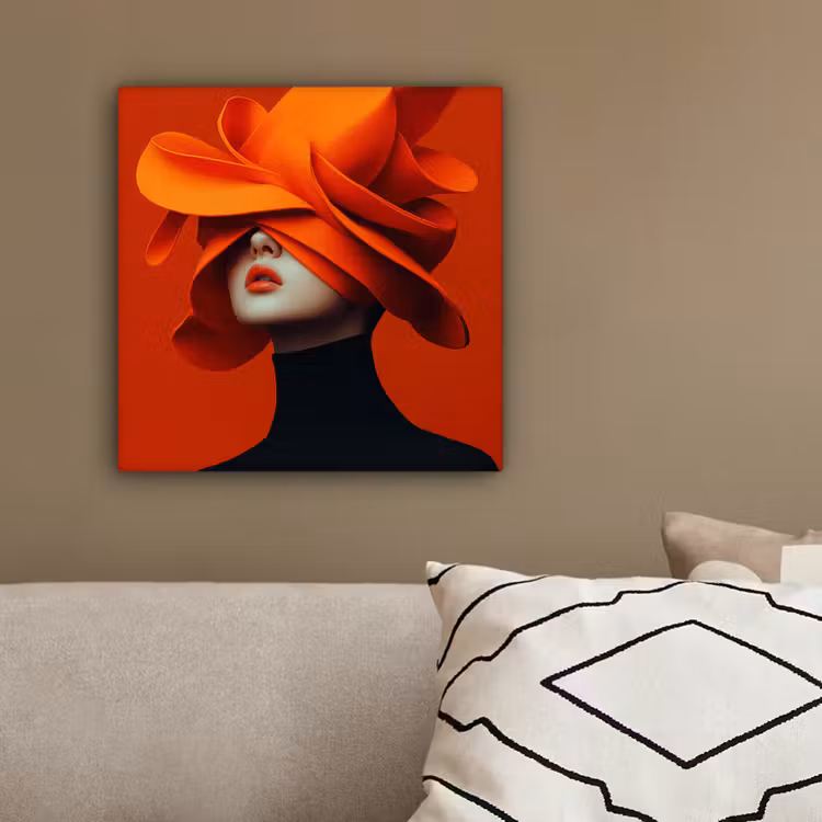 Canvas Print - Orange - Hat - Woman — 2