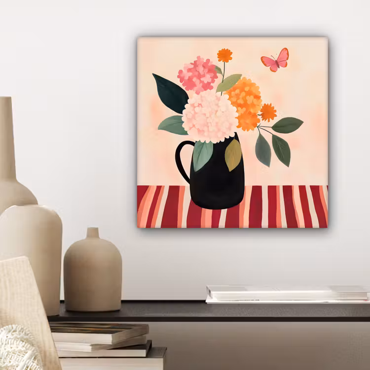 Canvas Print - Vase - Flowers - Butterfly - Red — 4