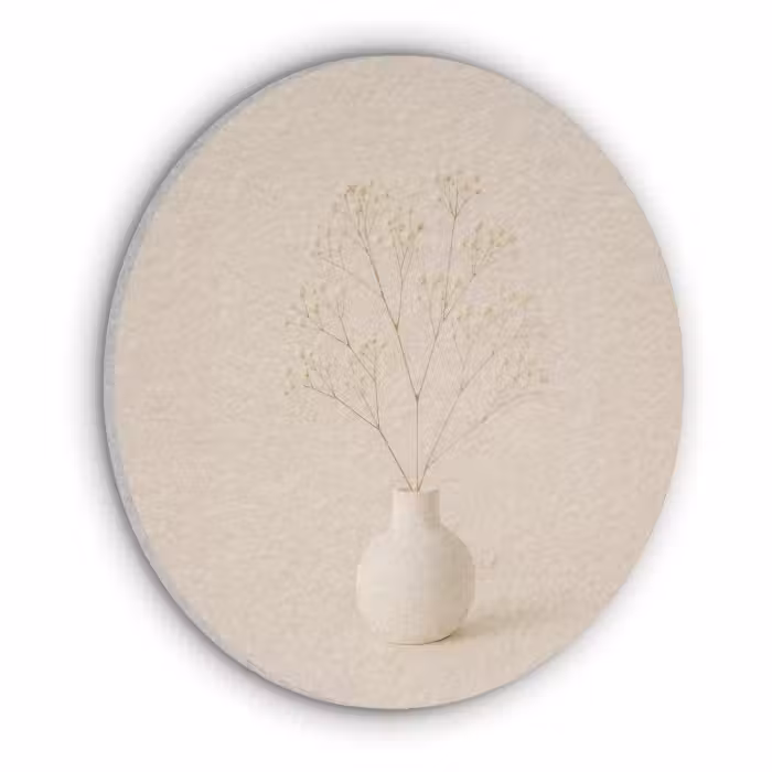 Acoustic painting round - Vase - Branches - Flowers - White