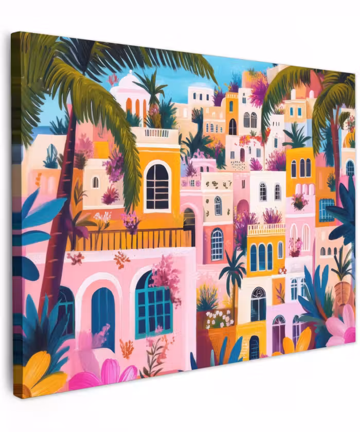 Canvas Print - Colorful - Pink - Orange - Yellow - Flowers