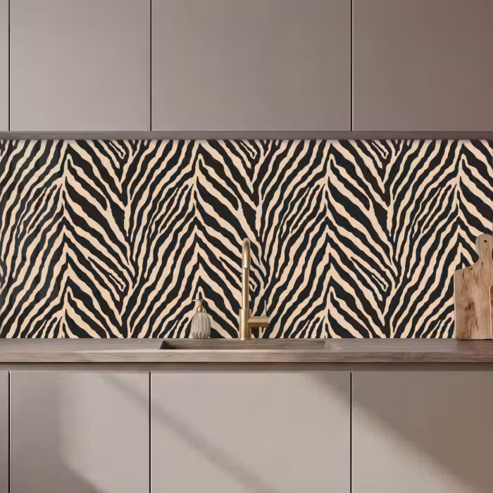 Kitchen Wall Splashback - Zebra - Classic - Black