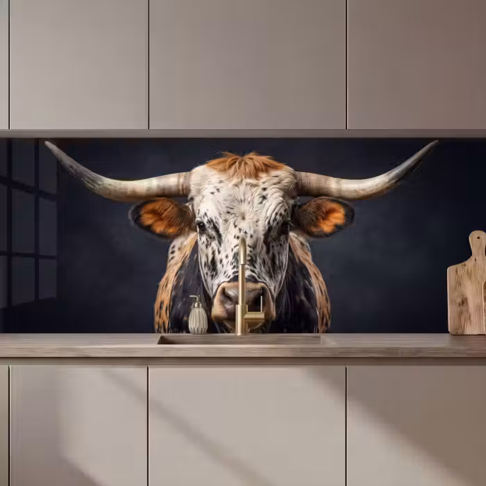 Kitchen Wall Splashback - Taurus - Colorful - Horns
