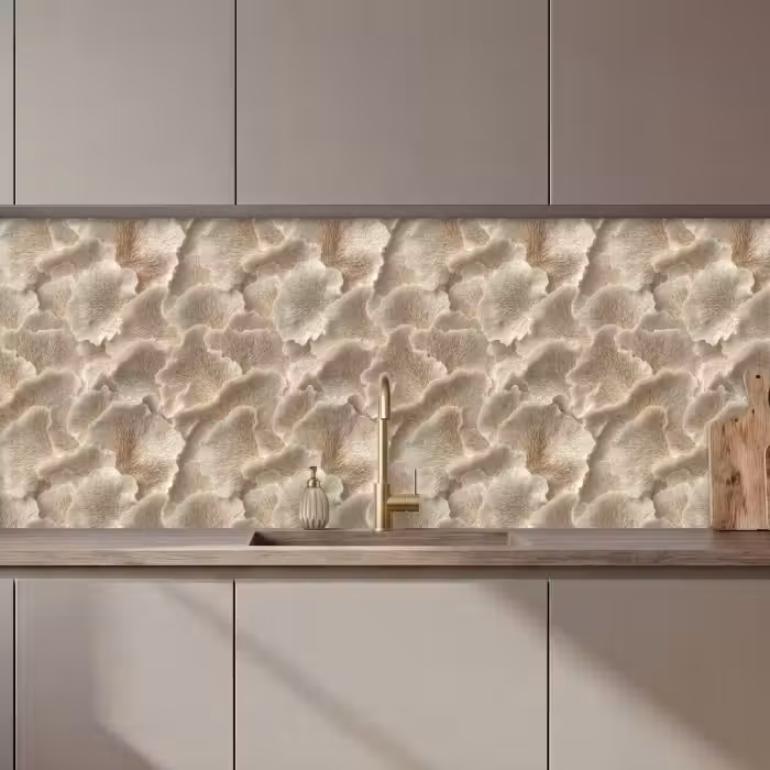 Kitchen Wall Splashback - Fan textures - Beige - Fiber texture