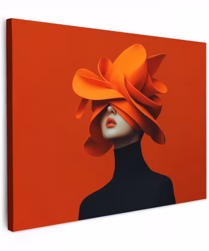 Canvas Print - Orange - Hat - Woman