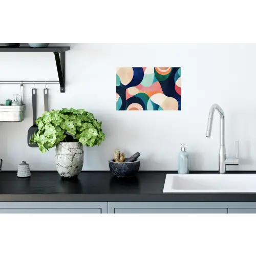Abstract - Blauw - Roze Muursticker klein -keuken