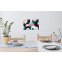 Abstract - Blauw - Roze Muursticker klein -eettafel