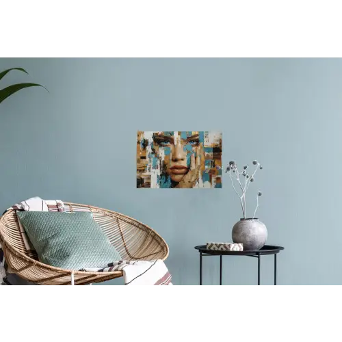 Abstract - Penseelstreken - Blauw - Gezicht Muursticker klein -plant