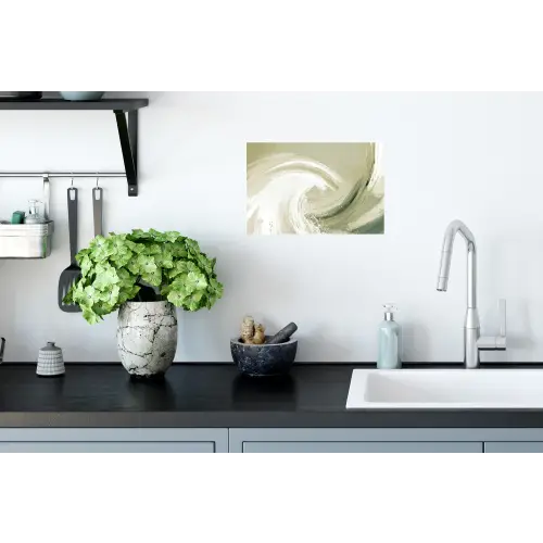 Abstract - Penseelstreken - Golven - Groen Muursticker klein -keuken