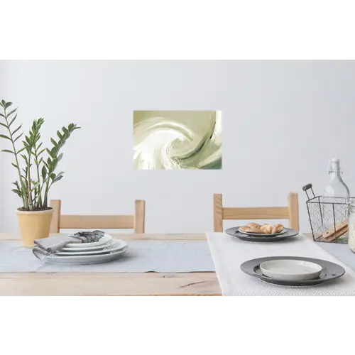 Abstract - Penseelstreken - Golven - Groen Muursticker klein -eettafel