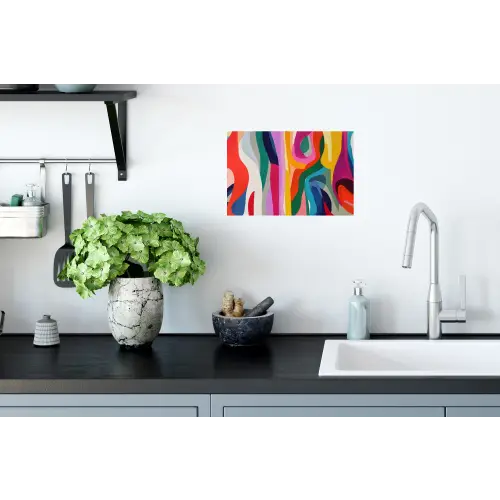 Abstract - Kleurrijk - Golven - Lijnen Muursticker klein -keuken