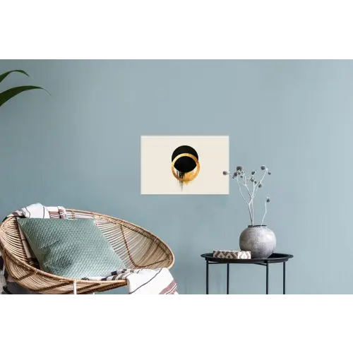 Abstract ontwerp - Zwarte cirkel - Verfvlekken Muursticker klein -plant