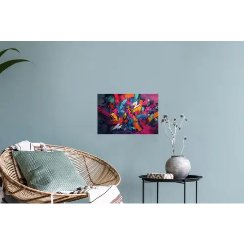Abstract - Explosie - Neonkleuren Muursticker klein -plant