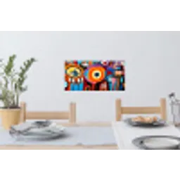 Abstract - Gezicht - Kleurrijk Muursticker klein -eettafel