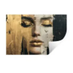 Abstract - Goud - Gezicht - Lippen Muursticker klein -3d