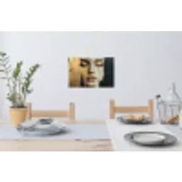 Abstract - Goud - Gezicht - Lippen Muursticker klein -eettafel