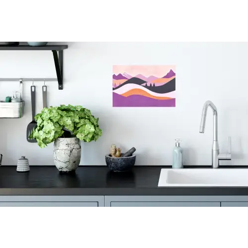 Abstract - Heuvels - Bomen - Groen Muursticker klein -keuken