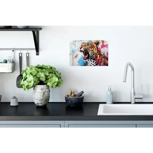 Abstract - Luipaard - Kleurrijk Muursticker klein -keuken