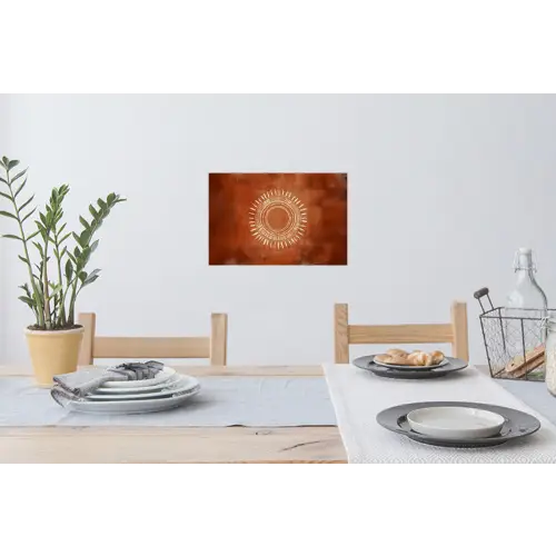 Abstract - Lijnen - Zonnestralen - Roodbruin Muursticker klein -eettafel