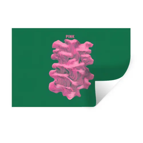 Abstract - Pink - Lijnen - Groen Muursticker klein -3d