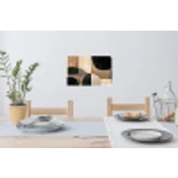 Abstract - Vlakken - Zwart - Rond Muursticker klein -eettafel