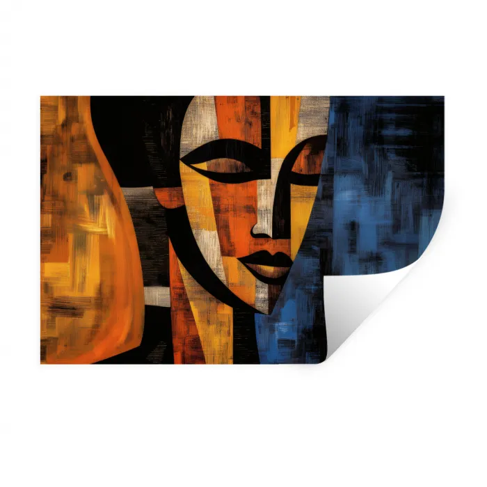 Abstract - Portret - Kleurvakken Muursticker klein -3d