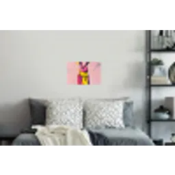 Abstract - Konijn - Sjaal - Geel Muursticker klein -slaapkamer