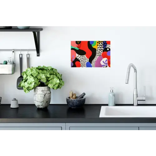 Abstract - Vormen - Kleuren - Stippen Muursticker klein -keuken