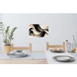 Abstract - Golven - Zwart - Verweerd Muursticker klein -eettafel