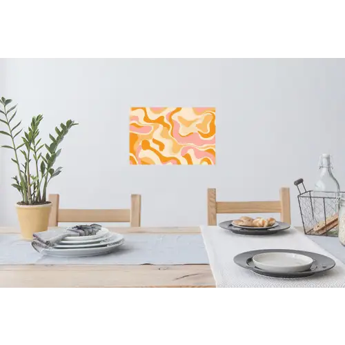 Abstract - Golvend - Oranje Muursticker klein -eettafel