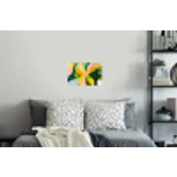 Abstract - Geel - Roze - Groen Muursticker klein -slaapkamer