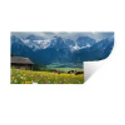 Alpen - Weide - Bergen - Koeien Muursticker klein -3d