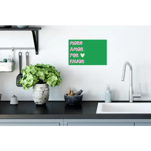 Amor - Valentijn - Groen - Tekst Muursticker klein -keuken