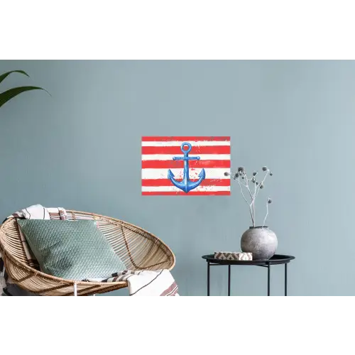 Anker - Verfspatten - Rood - Blauw Muursticker klein -plant