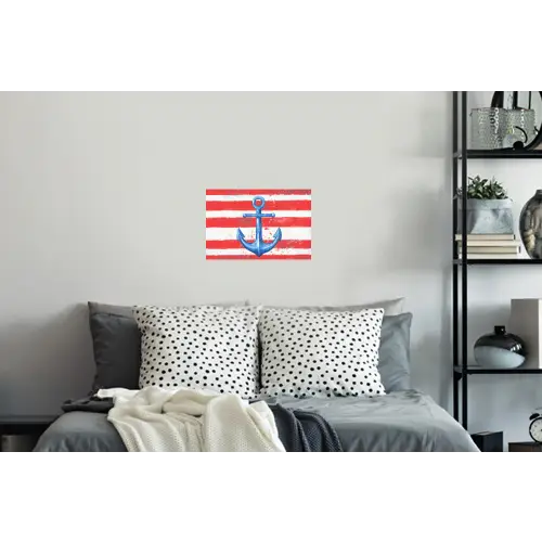Anker - Verfspatten - Rood - Blauw Muursticker klein -slaapkamer