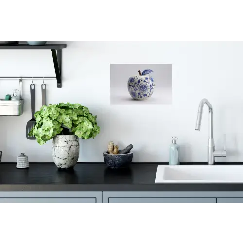 Appel - Blauw - Klassiek Muursticker klein -keuken