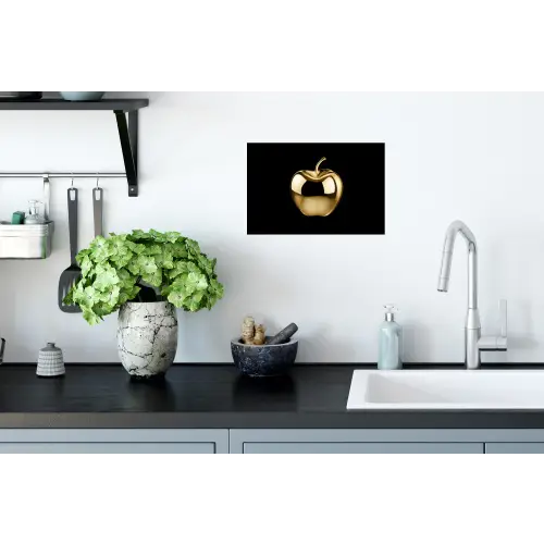 Appel - Goud - Chrome - Zwart Muursticker klein -keuken