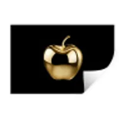 Appel - Goud - Chrome - Zwart Muursticker klein -3d