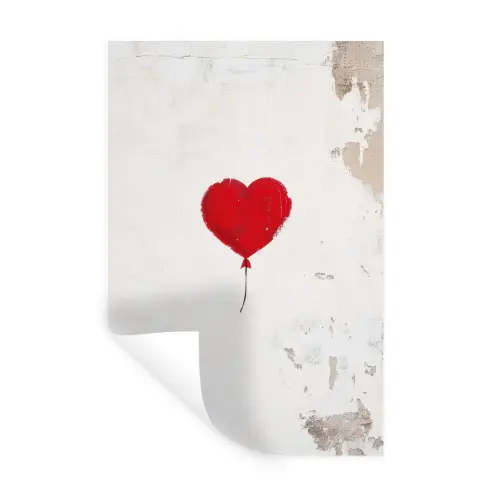 Ballon - Rood - Hart Muursticker klein -3d