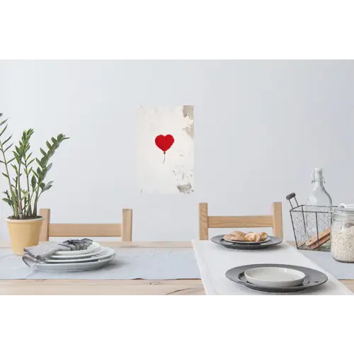 Ballon - Rood - Hart Muursticker klein -eettafel