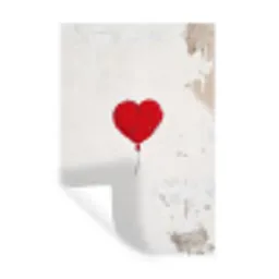 Ballon - Rood - Hart Muursticker klein -3d