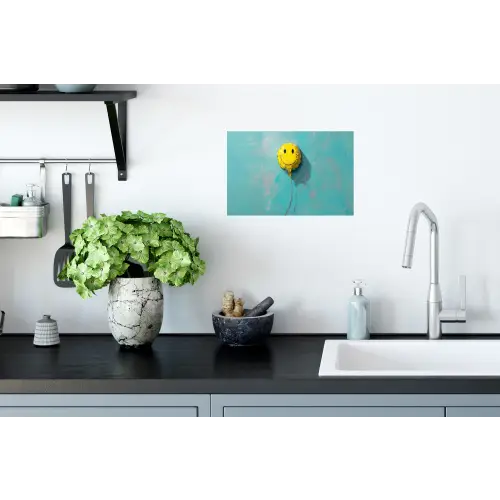 Ballon - Geel - Smiley Muursticker klein -keuken