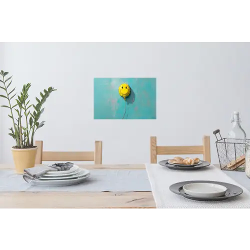 Ballon - Geel - Smiley Muursticker klein -eettafel