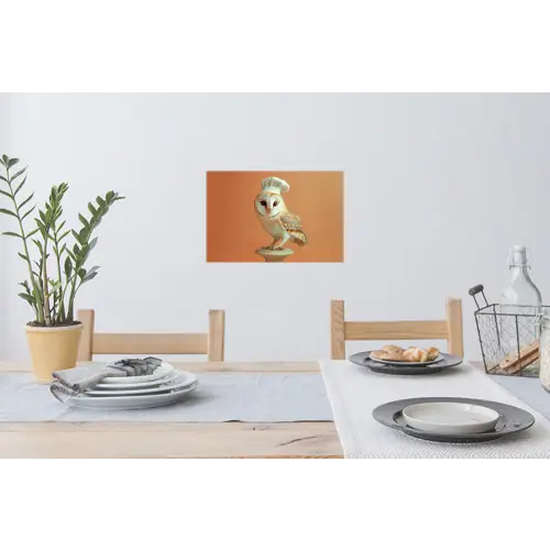 Kerkuil - Koksmuts - Oranje - Vogel Muursticker klein -eettafel