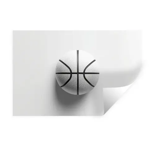 Basketbal - Wit - Schaduw - Lijnen Muursticker klein -3d