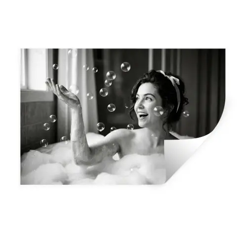 Bad - Bubbels - Zwart - Wit Muursticker klein -3d