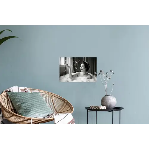 Bad - Bubbels - Zwart - Wit Muursticker klein -plant