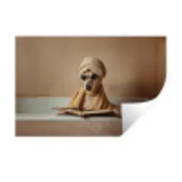 Bad - Hond - Boek - Zonnebril Muursticker klein -3d